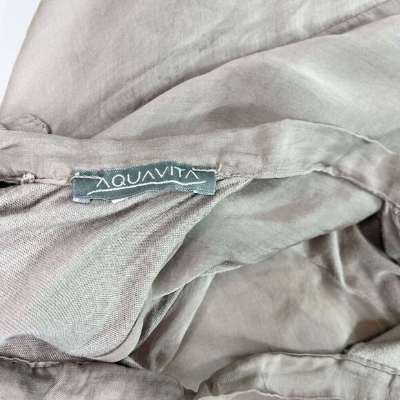 Aquavita Dress Womens Large Tan Halter Tie Neck Sleeveless Maxi Dreamcore beachy - Picture 7 of 9